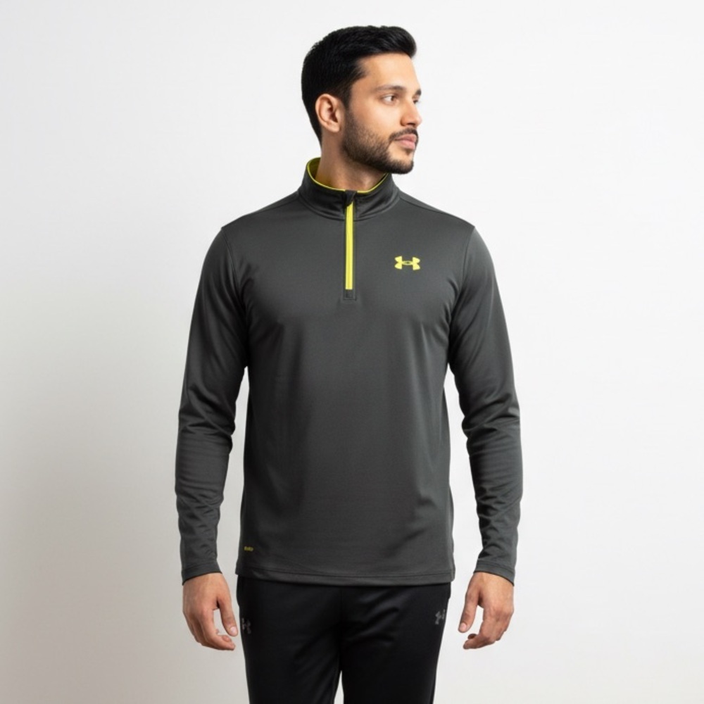 Under Armour Men's Performance Jacket in Black and Yellow 1/4 Zip - Picture 2 of 10